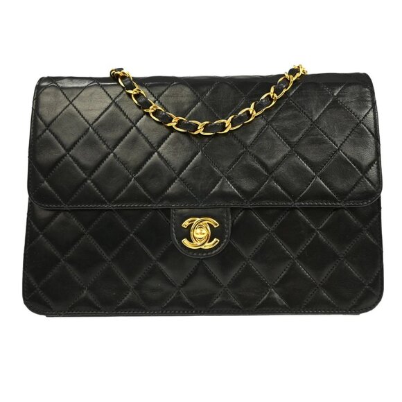 Chanel Black Lambskin Classic Single Flap Medium Shoulder Bag - Picture 1 of 8